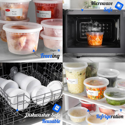 [48 Sets-8,16,32Oz Plastic Deli Containers with Lids,Freezer Food Storage Containers Airtight,Disposable Take Out Deli Cups for Soup Slime Meal Prep Leftover,Bpa Free Clear round Food Box