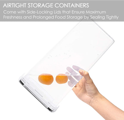 Airtight Food Storage Containers with Lids, 4 PCS 2.8L Pasta Containers for Pantry Organization and Storage, BPA Free Kitchen Canisters for Spaghetti, Flour, Sugar and Noodles, Black