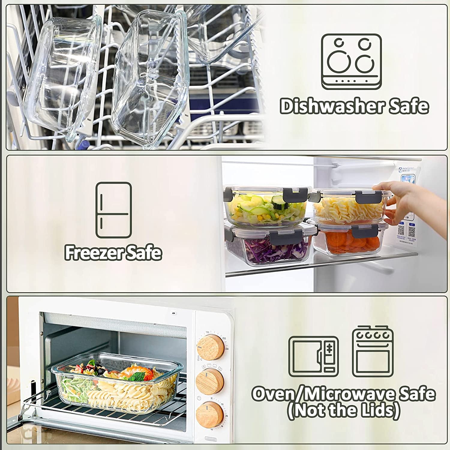 [5-Packs, 36 Oz Glass Meal Prep Containers with Snap Locking Lids Glass Food Containers,Airtight Lunch Container,Microwave, Oven, Freezer and Dishwasher (4.5 Cup)
