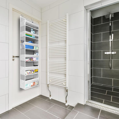 UPGRADED 6 Tiers over the Door Organizer Hanging - 100D EXTRA THICK & 50Lbs HUGE CAPACITY, 12 Side Mesh Pockets over the Door Shoe Organizer, Hanging Closet Organizer (Ivory, 1Pc)