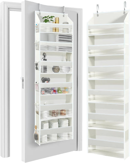 UPGRADED 6 Tiers over the Door Organizer Hanging - 100D EXTRA THICK & 50Lbs HUGE CAPACITY, 12 Side Mesh Pockets over the Door Shoe Organizer, Hanging Closet Organizer (Ivory, 1Pc)