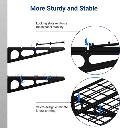 2-Pack 2X6Ft Garage Shelving 24-Inch-By-72-Inch Heavy Duty Wall Mounted Shelves Garage Storage Rack Floating Shelves, 1400Lbs Load Capacity, Black, Classic Series