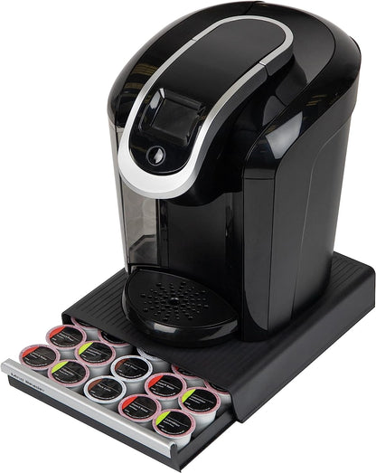 Single Serve Coffee Pod Drawer, 30 Pod Capacity, Countertop Organizer, 10.5"L X 12.75"W X 2.5"H, Black