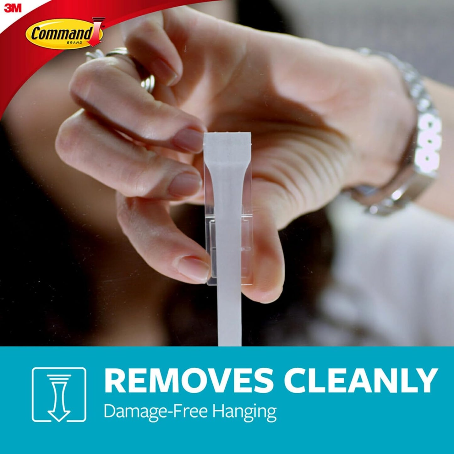 Bathroom Hook with Water-Resistant Strips, 1-Hook, 2-Strips, Organize Damage-Free