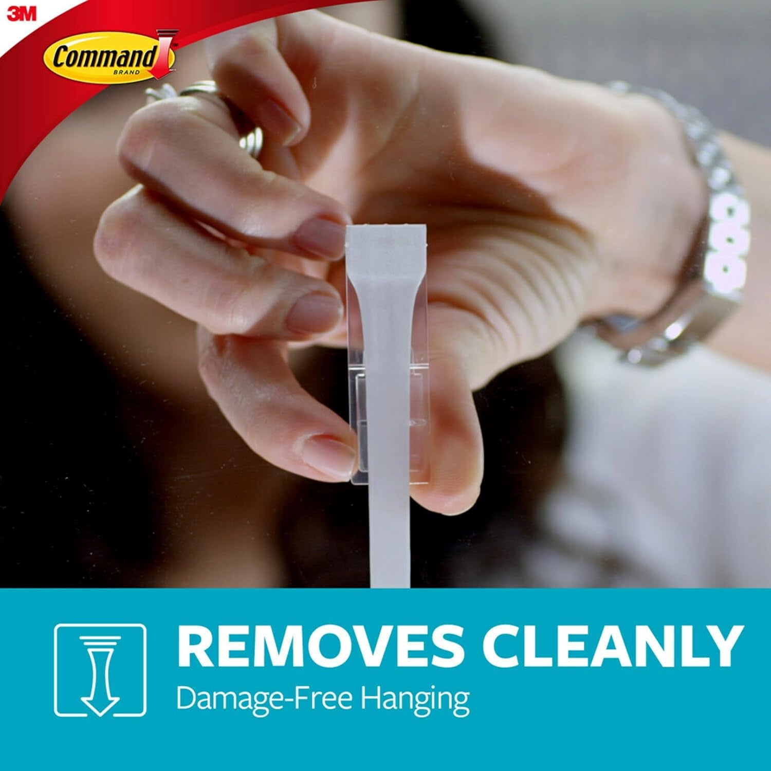 Bathroom Hook with Water-Resistant Strips, 1-Hook, 2-Strips, Organize Damage-Free