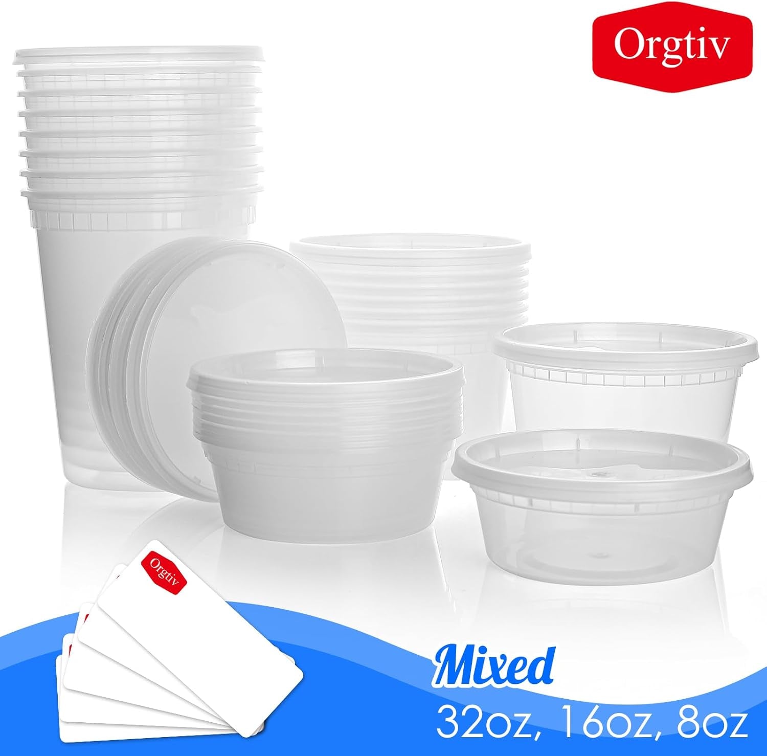 [48 Sets-8,16,32Oz Plastic Deli Containers with Lids,Freezer Food Storage Containers Airtight,Disposable Take Out Deli Cups for Soup Slime Meal Prep Leftover,Bpa Free Clear round Food Box