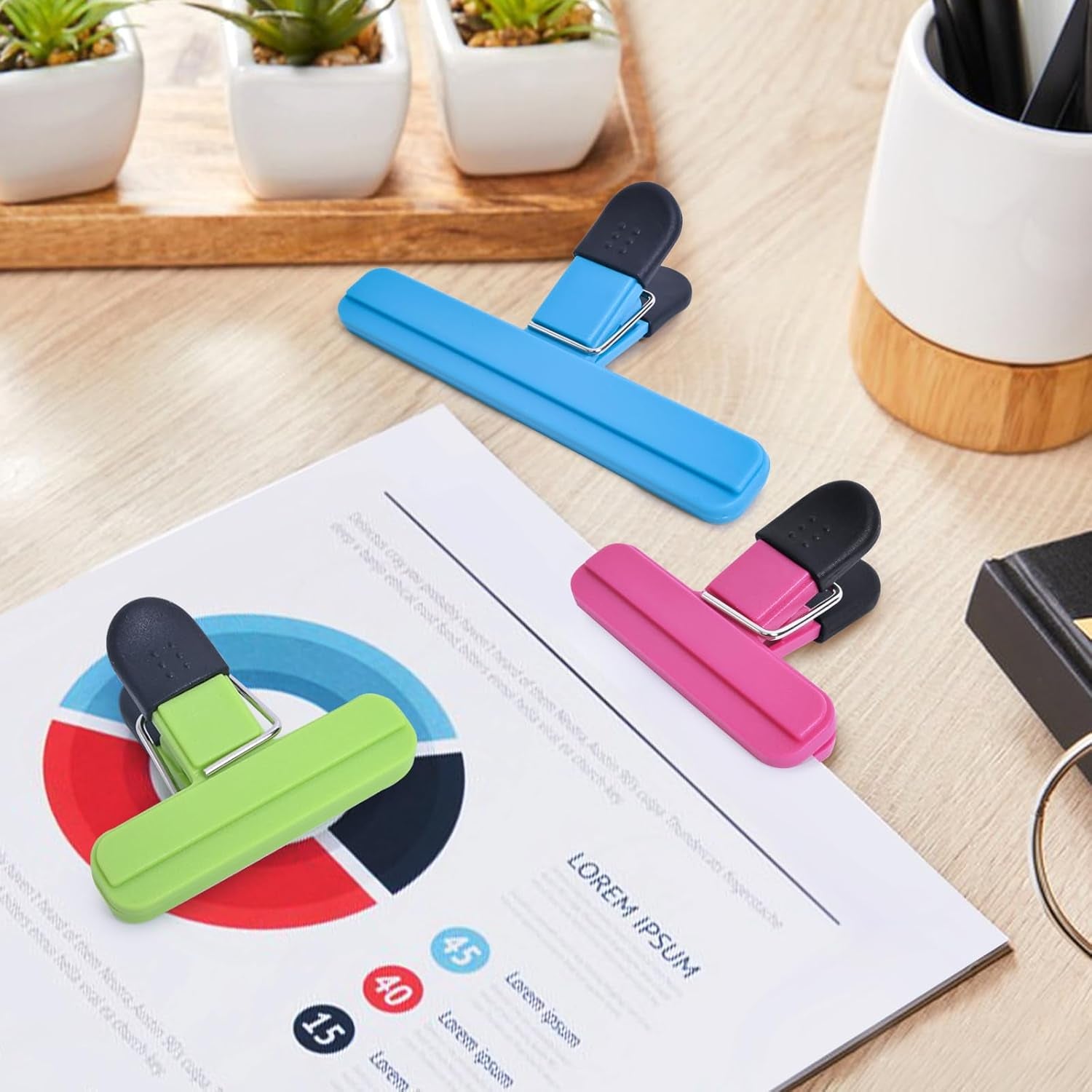 9Pack Large Chip Bag Clips - Assorted Sizes Food Bag Clips Plastic Heavy Seal Grip