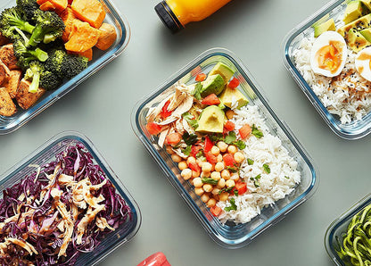 [5-Packs, 36 Oz Glass Meal Prep Containers with Snap Locking Lids Glass Food Containers,Airtight Lunch Container,Microwave, Oven, Freezer and Dishwasher (4.5 Cup)