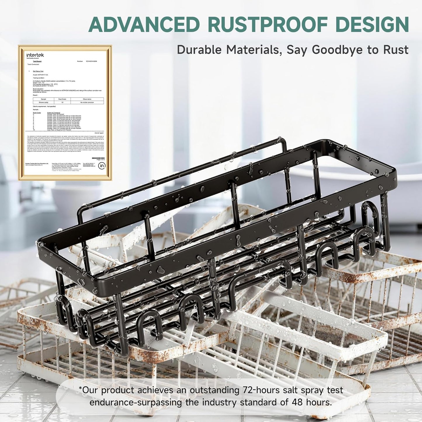 Shower Caddy 6-Pack, Advanced Rustproof Design, No Drilling Adhesive Shelves, Rack with Soap Holder, Large Capacity Bathroom Organizers and Storage, Wall-Mounted Kitchen & Home Decor