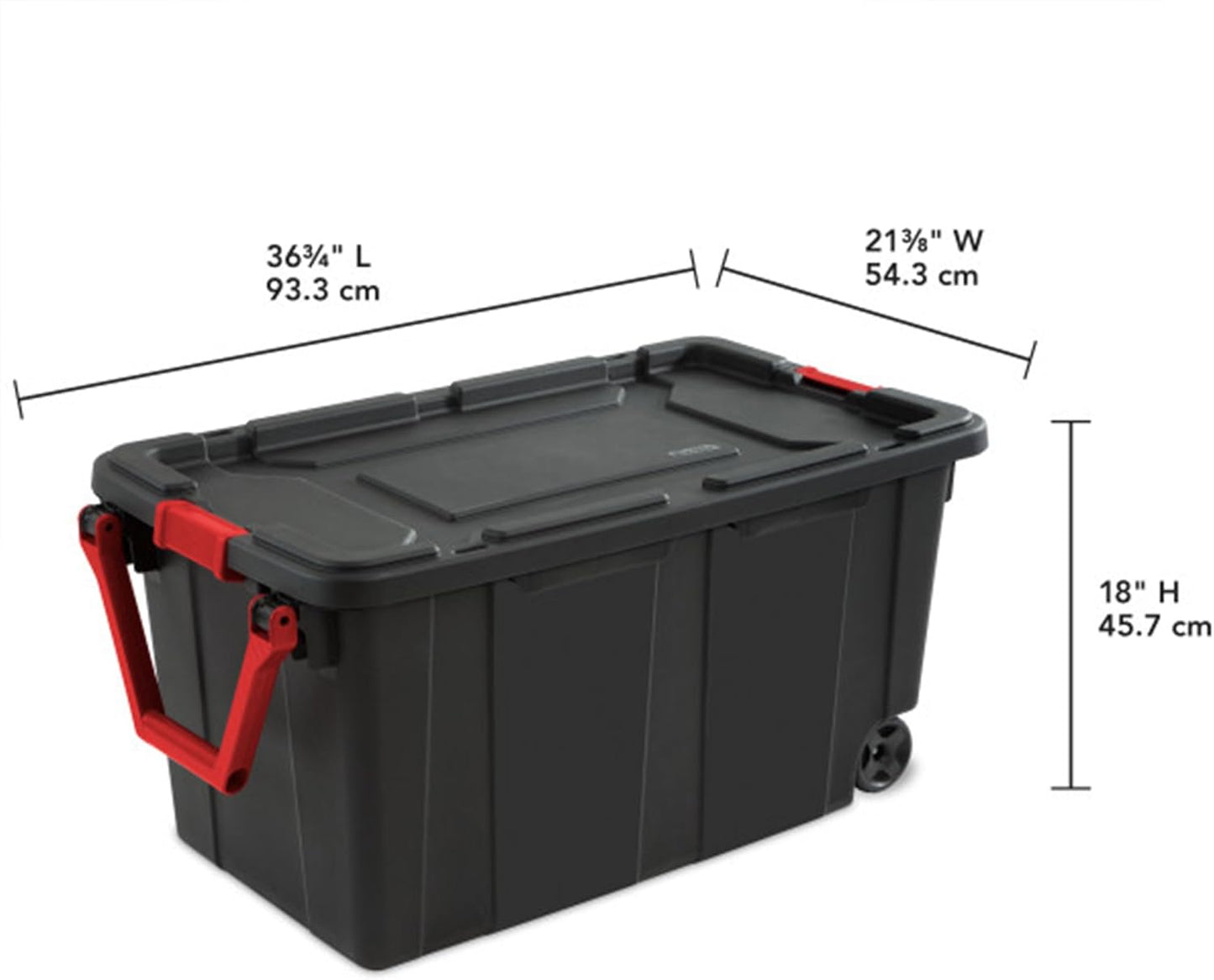 4-Pack Industrial Tote, Heavy-Duty Storage Bins W/Lids and Wheels, 40 Gallon - Stackable Organizing Containers for Home, Garage, Office, and Basement