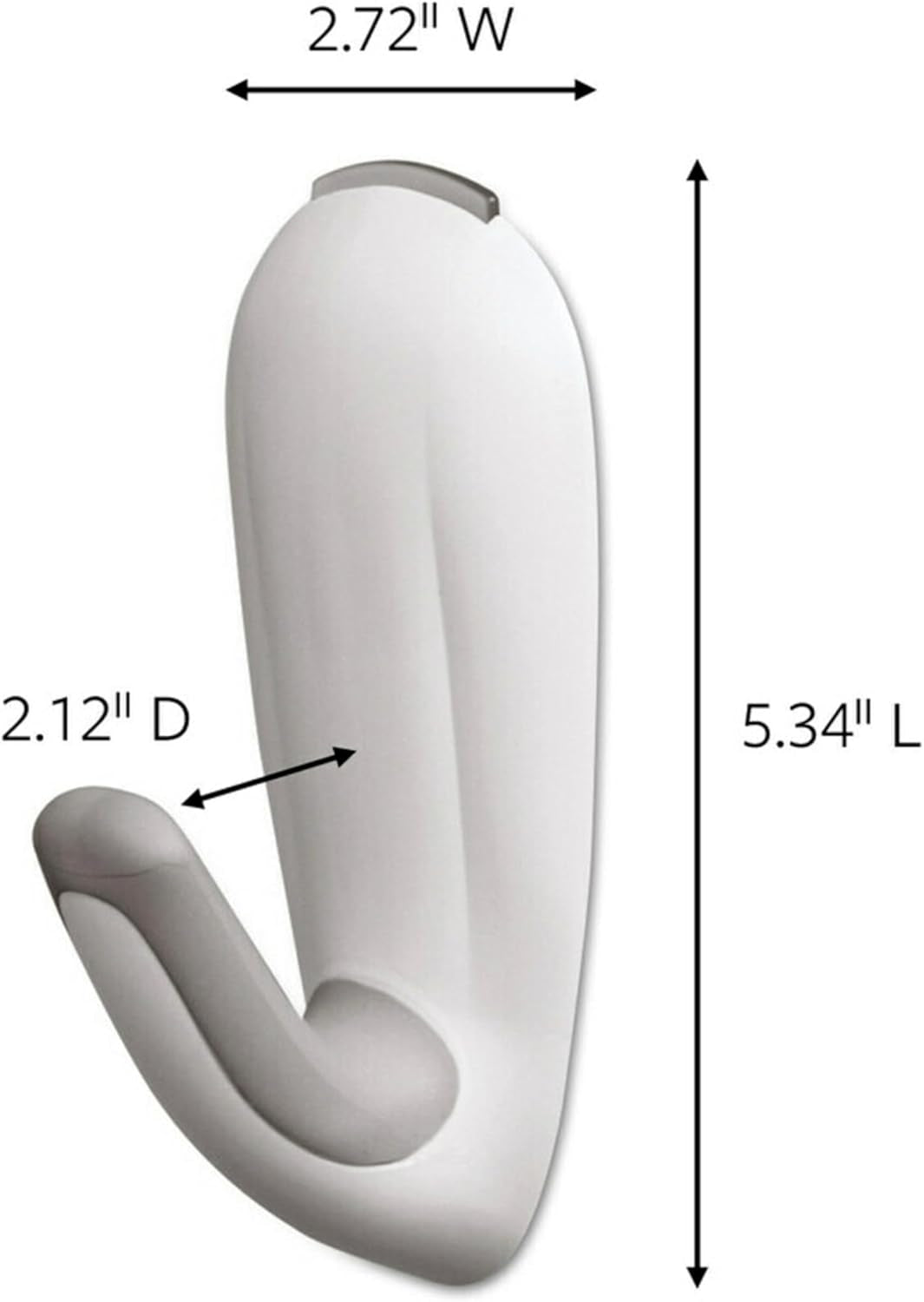 Bathroom Hook with Water-Resistant Strips, 1-Hook, 2-Strips, Organize Damage-Free