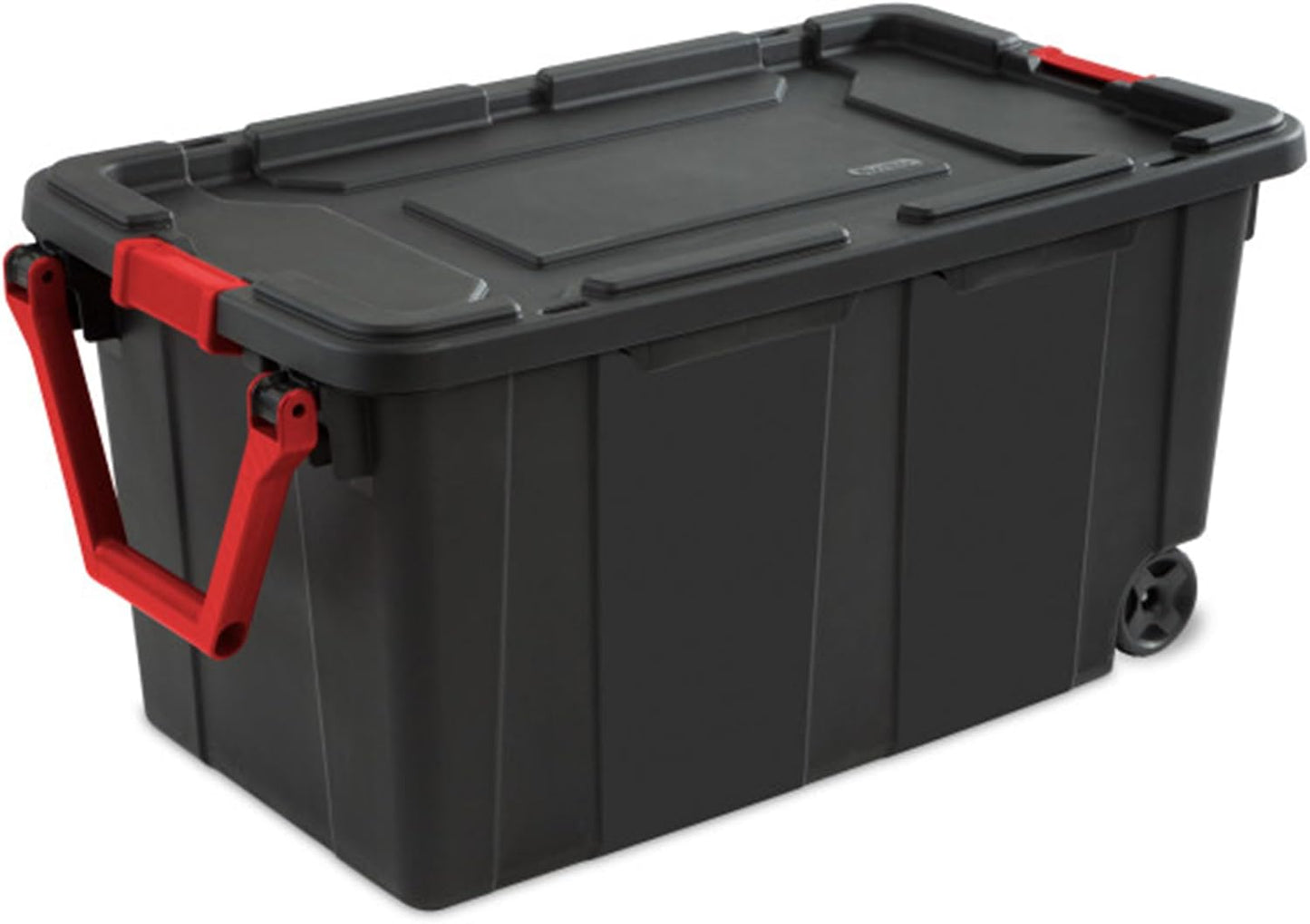 4-Pack Industrial Tote, Heavy-Duty Storage Bins W/Lids and Wheels, 40 Gallon - Stackable Organizing Containers for Home, Garage, Office, and Basement