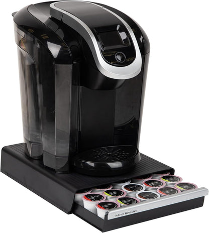 Single Serve Coffee Pod Drawer, 30 Pod Capacity, Countertop Organizer, 10.5"L X 12.75"W X 2.5"H, Black