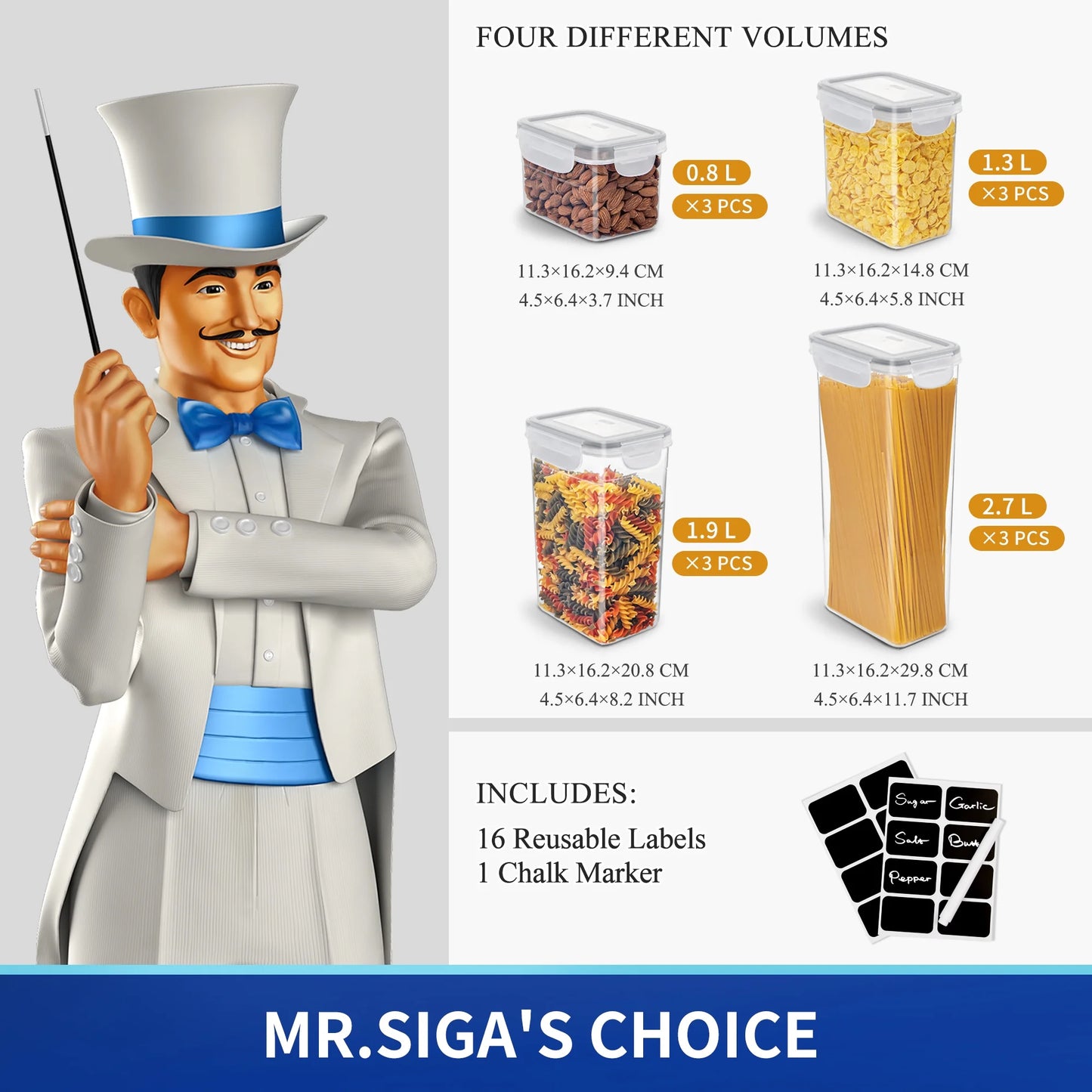 12 Pack Airtight Food Storage Container Set, BPA Free Kitchen Pantry Organization, Kitchen Canisters for Cereal, Spaghetti