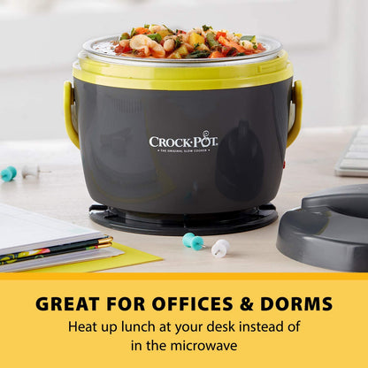 Electric Lunch Box, Portable Food Warmer for On-The-Go, 20-Ounce, Grey/Lime