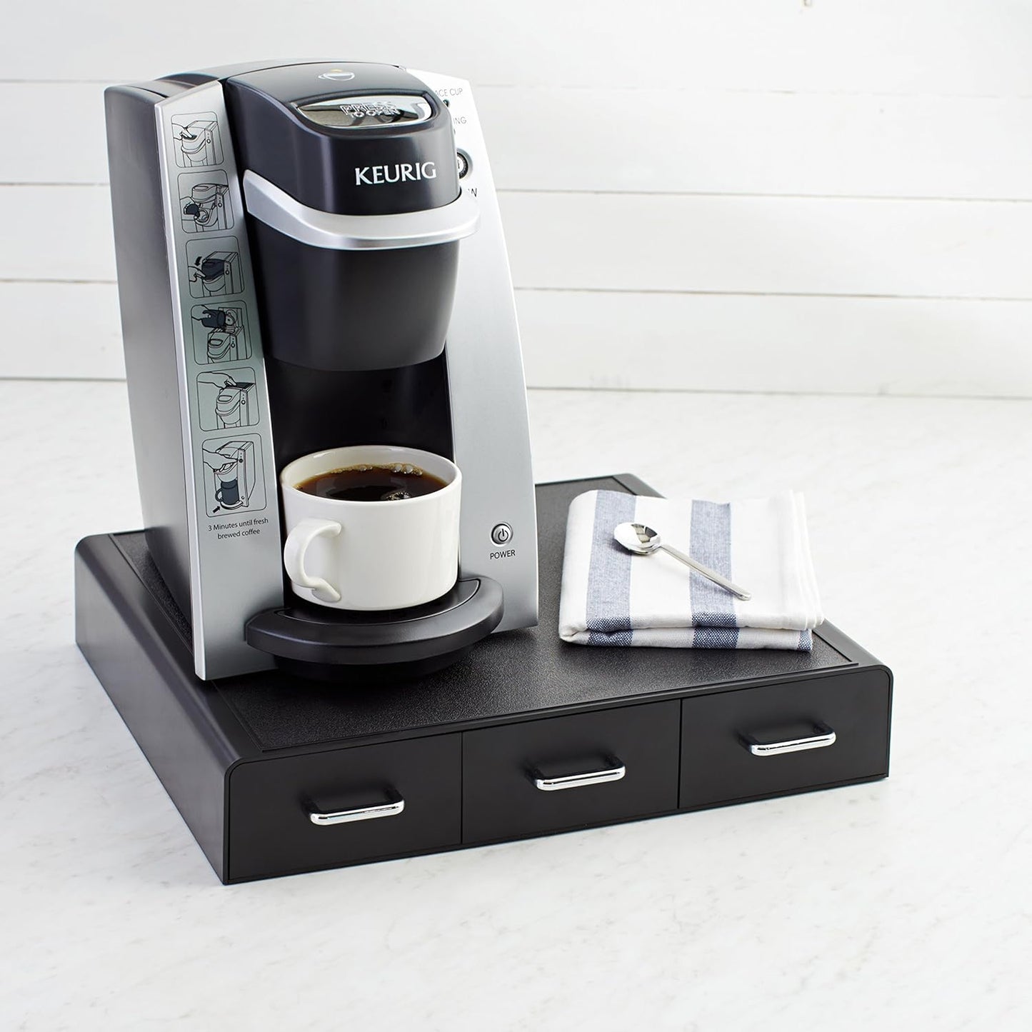 K-Cup Compatible Coffee Pod Storage Drawer, 3 Easy-Open Drawers, 36 Pod Capacity, Black