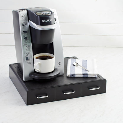 K-Cup Compatible Coffee Pod Storage Drawer, 3 Easy-Open Drawers, 36 Pod Capacity, Black