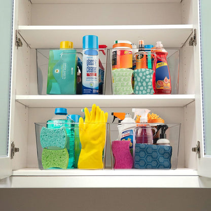 Clear Plastic Storage Bins – XL 4 Pack Perfect for Kitchen,Fridge, Pantry Organization, Cabinet Organizers