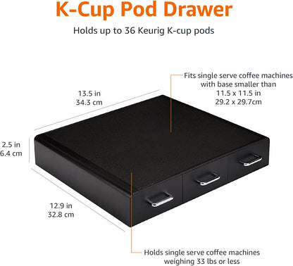 K-Cup Compatible Coffee Pod Storage Drawer, 3 Easy-Open Drawers, 36 Pod Capacity, Black
